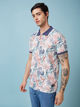 Men's Printed Cuban Collar Half Sleeves T-shirts